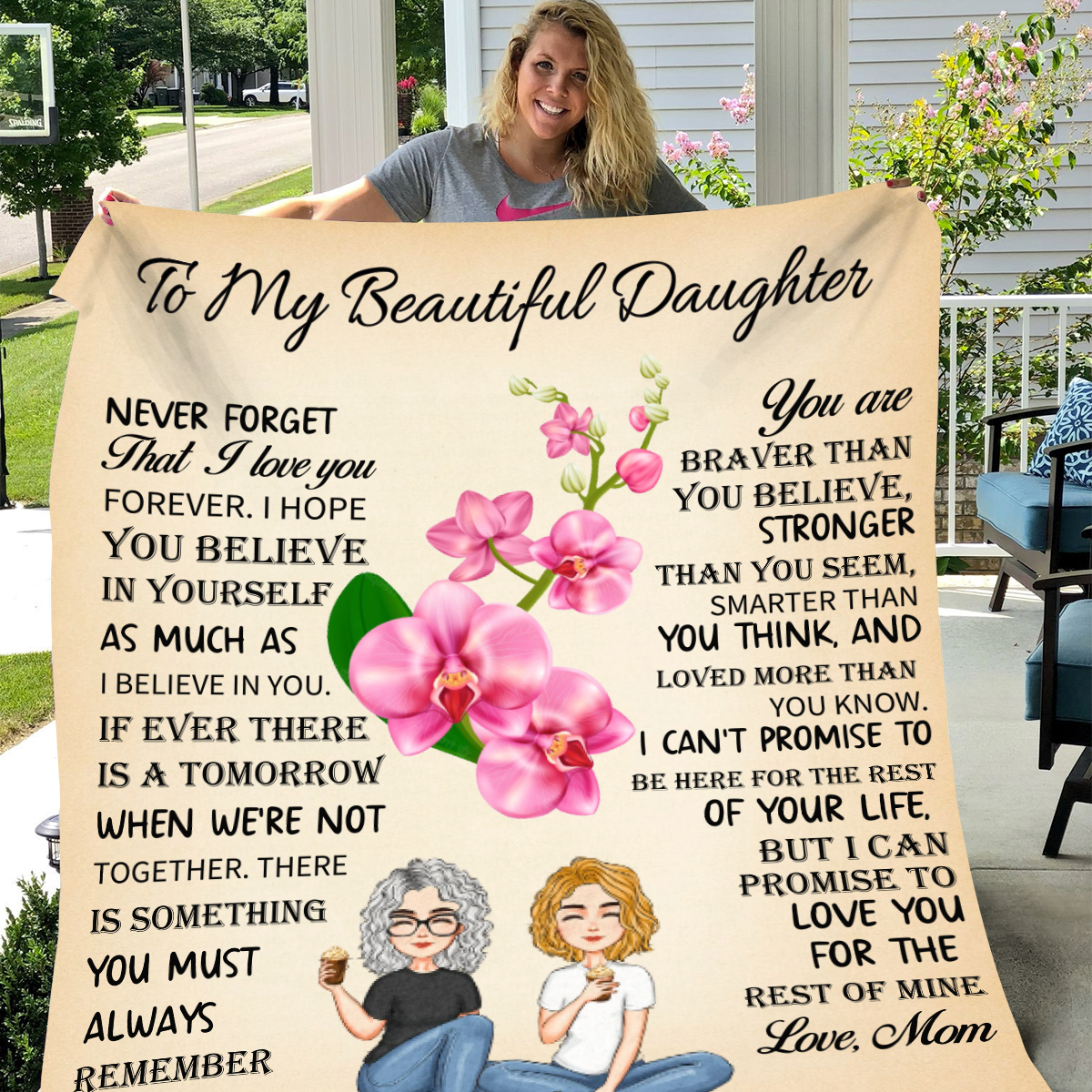 To my beautiful aughter never forget that I love you forever - Velveteen Plush Blanket