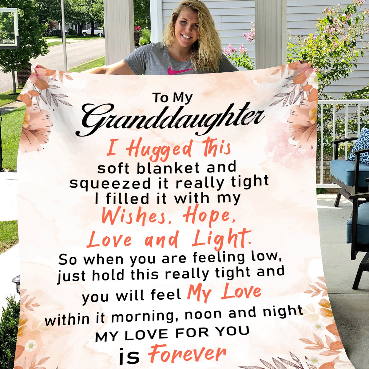 To My Granddaughter - I hugged this blanket tight - Velveteen Plush Blanket