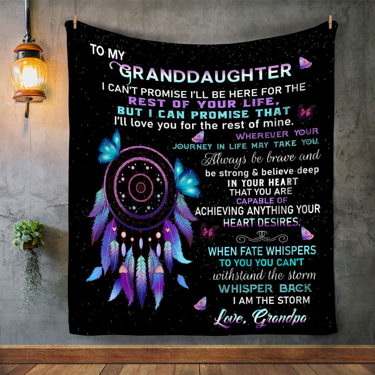 To My Beautiful Granddaughter - I'll love you for the rest of my life - Velveteen Plush Blanket