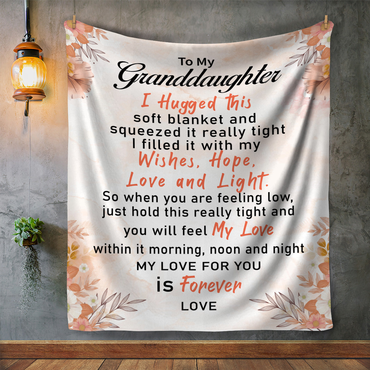 To My Granddaughter - I hugged this blanket tight - Velveteen Plush Blanket