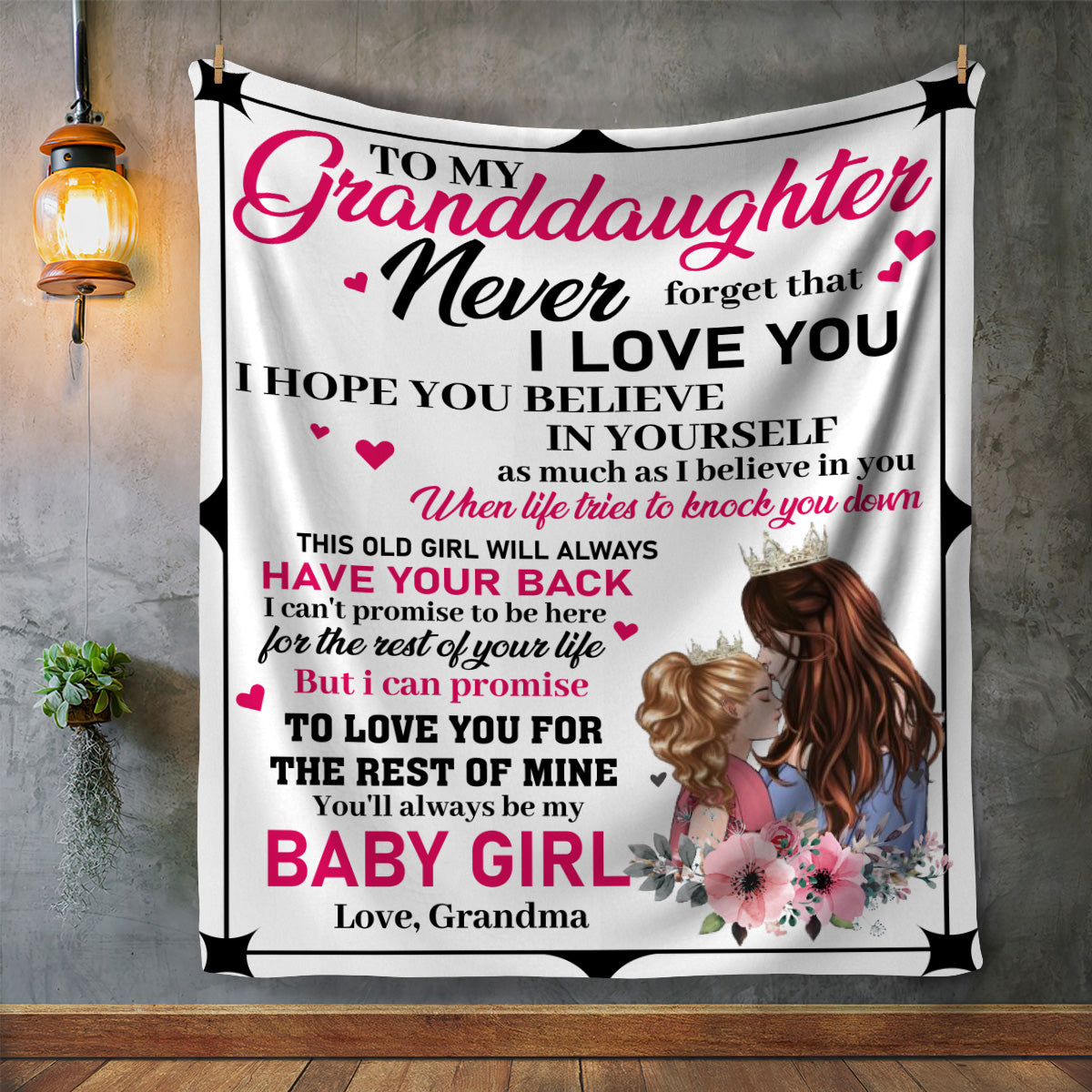 To My Granddaughter - Believe in yourself - Velveteen Plush Blanket