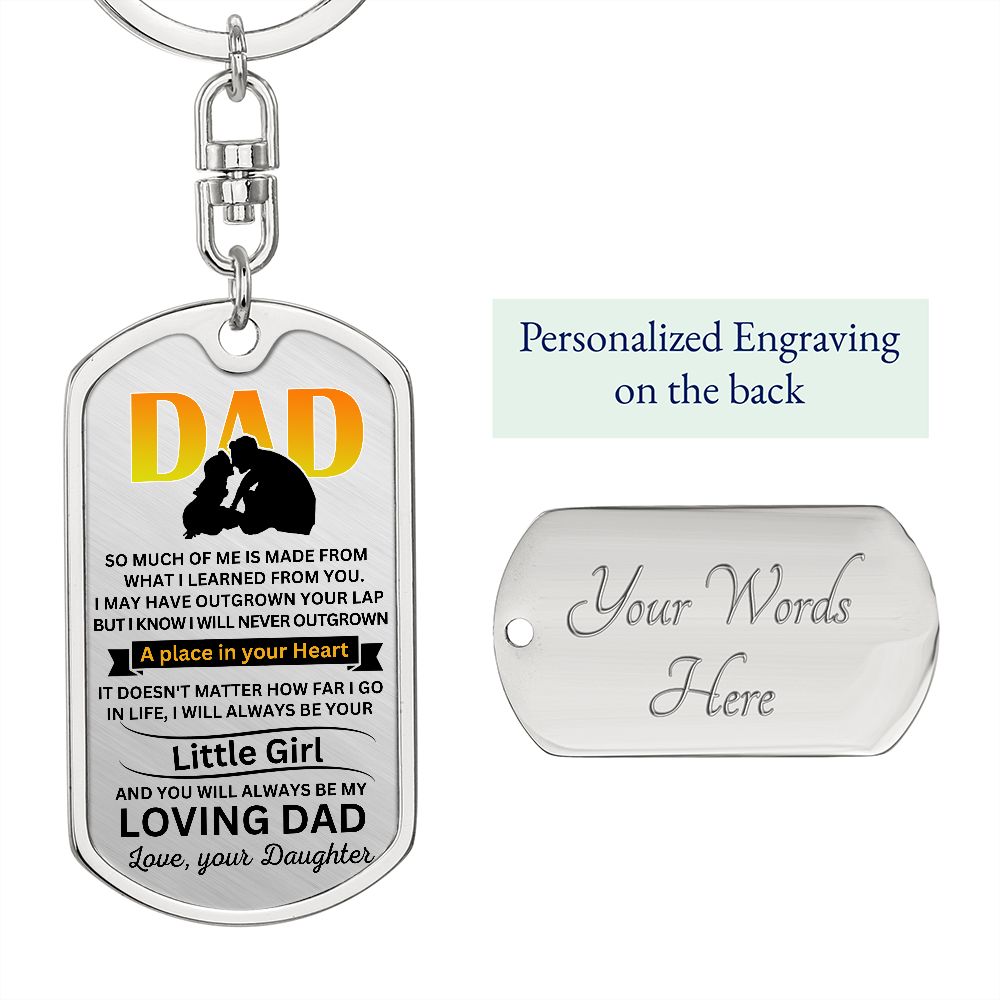 Personalized Keychain Dog Tag for Dad, from his little girl