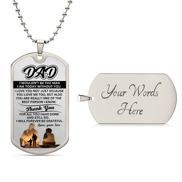 Stylish and Sentimental: Custom Dog Tag Necklace for Dad from Son