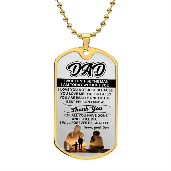 Stylish and Sentimental: Custom Dog Tag Necklace for Dad from Son