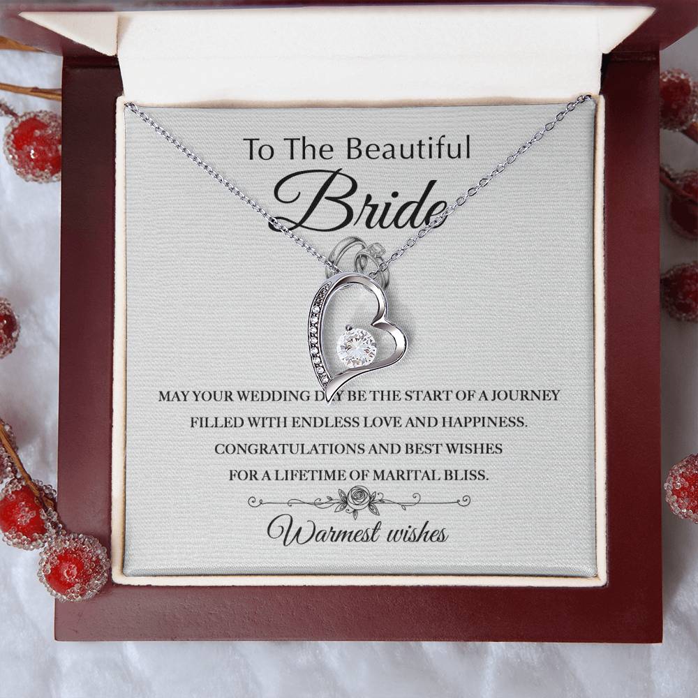 forever love necklace, beautiful wife necklace, warmest wishes jewelry, meaningful gift for wife, elegant pendant, adjustable chain necklace, sparkling gemstone necklace, sterling silver jewelry