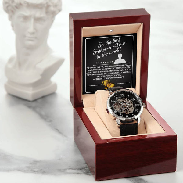Father-In-Law-The Best-Metal Chronograph Watch - Perfect Father's Day Gift