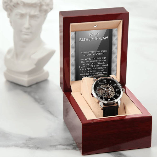 Father-in-Law-Of Your Heart-Metal Chronograph Watch - Perfect Father's Day Gift