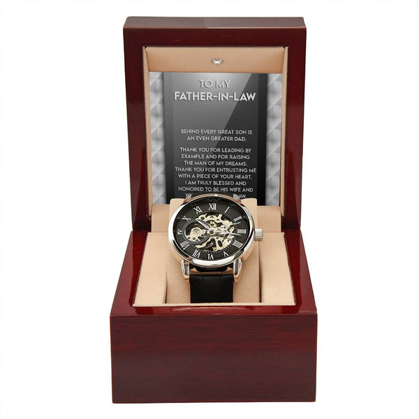 Father-in-Law-Of Your Heart-Metal Chronograph Watch - Perfect Father's Day Gift