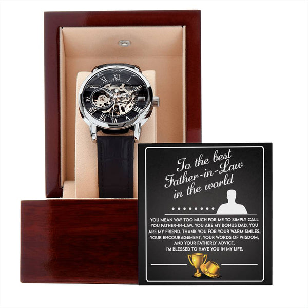 Father-In-Law-The Best-Metal Chronograph Watch - Perfect Father's Day Gift