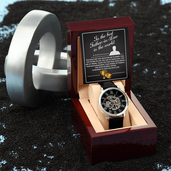 Father-In-Law-The Best-Metal Chronograph Watch - Perfect Father's Day Gift