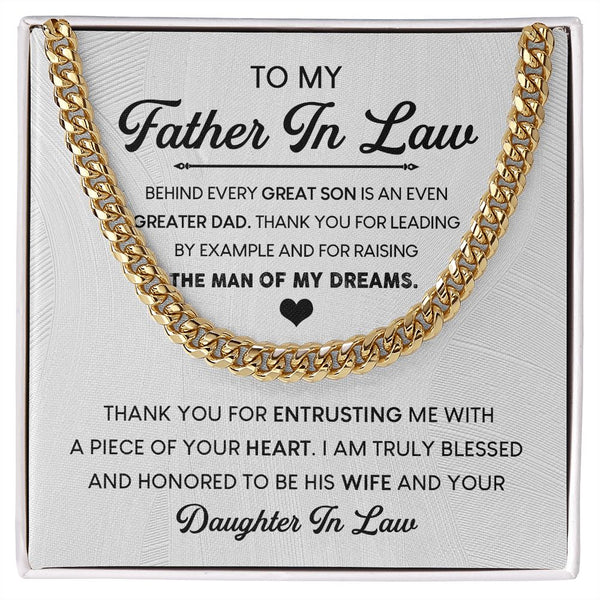 Father-In-Law, Thank You for Raising the Man of My Dreams: Cuban Chain Necklace: A Special Gift from Daughter-in-Law