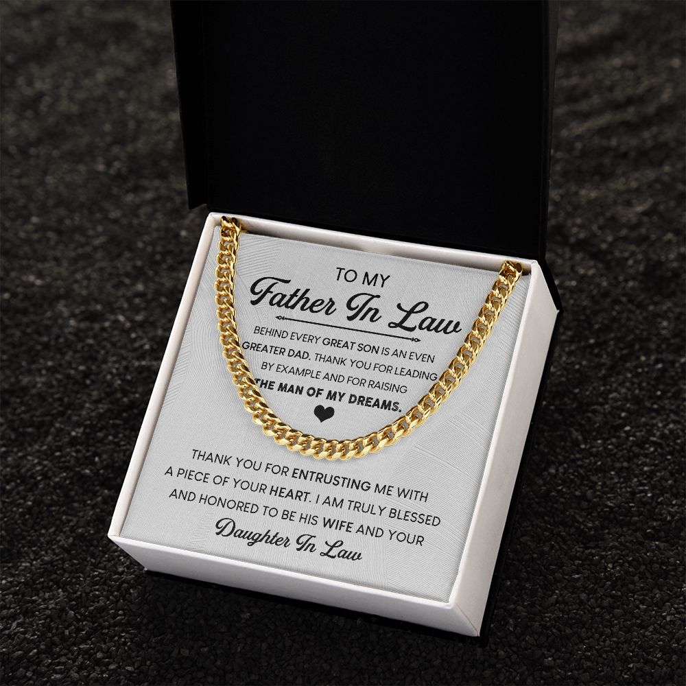 Father-In-Law, Thank You for Raising the Man of My Dreams: Cuban Chain Necklace: A Special Gift from Daughter-in-Law