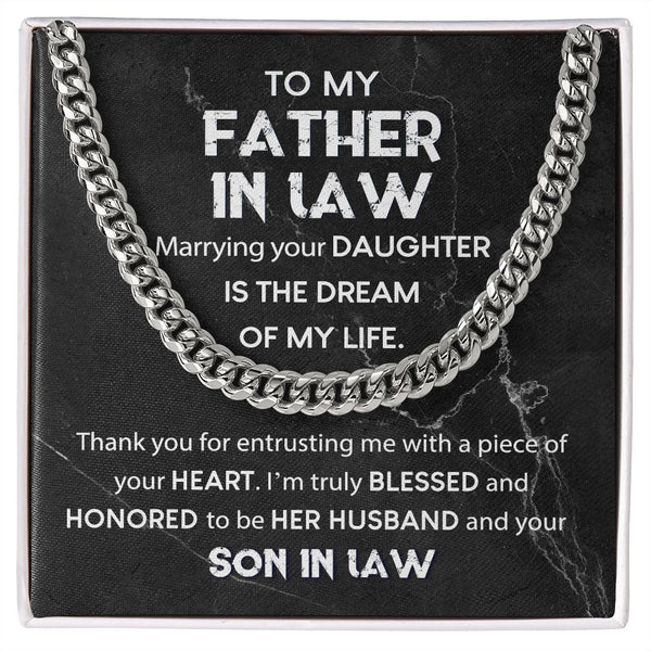 Father-In-Law, Thank You for Entrusting Me: Cuban Chain Necklace: A Thoughtful Gift for a Special Relationship
