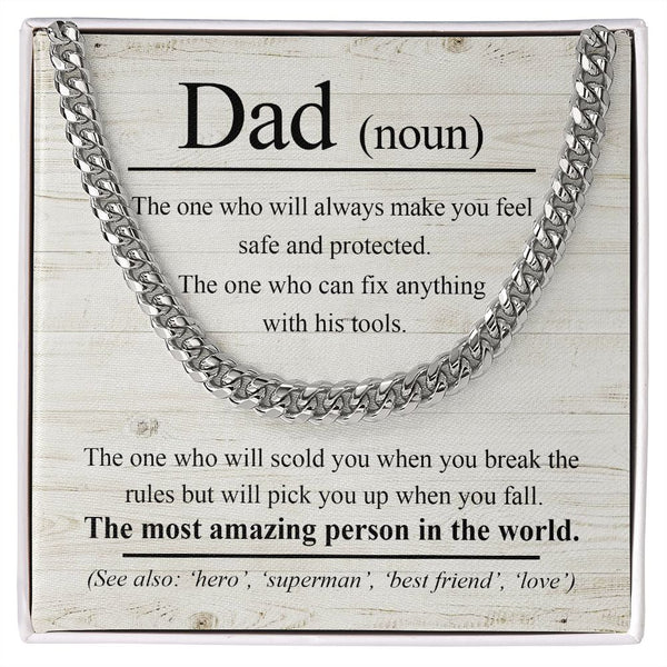 Cuban Necklace for Dad: The Protector, The Fixer, The Most Amazing Person in the World