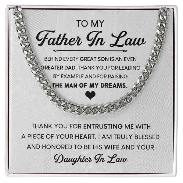 Father-In-Law, Thank You for Raising the Man of My Dreams: Cuban Chain Necklace: A Special Gift from Daughter-in-Law
