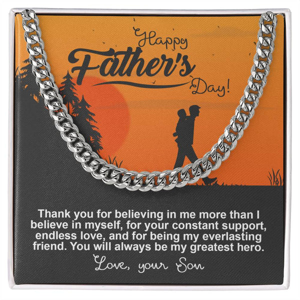 Dad-My Greatest Hero Exquisite Cuban Link Chain | Ideal Father's Day Gift