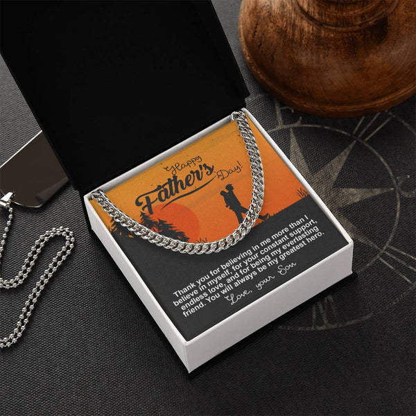 Dad-My Greatest Hero Exquisite Cuban Link Chain | Ideal Father's Day Gift
