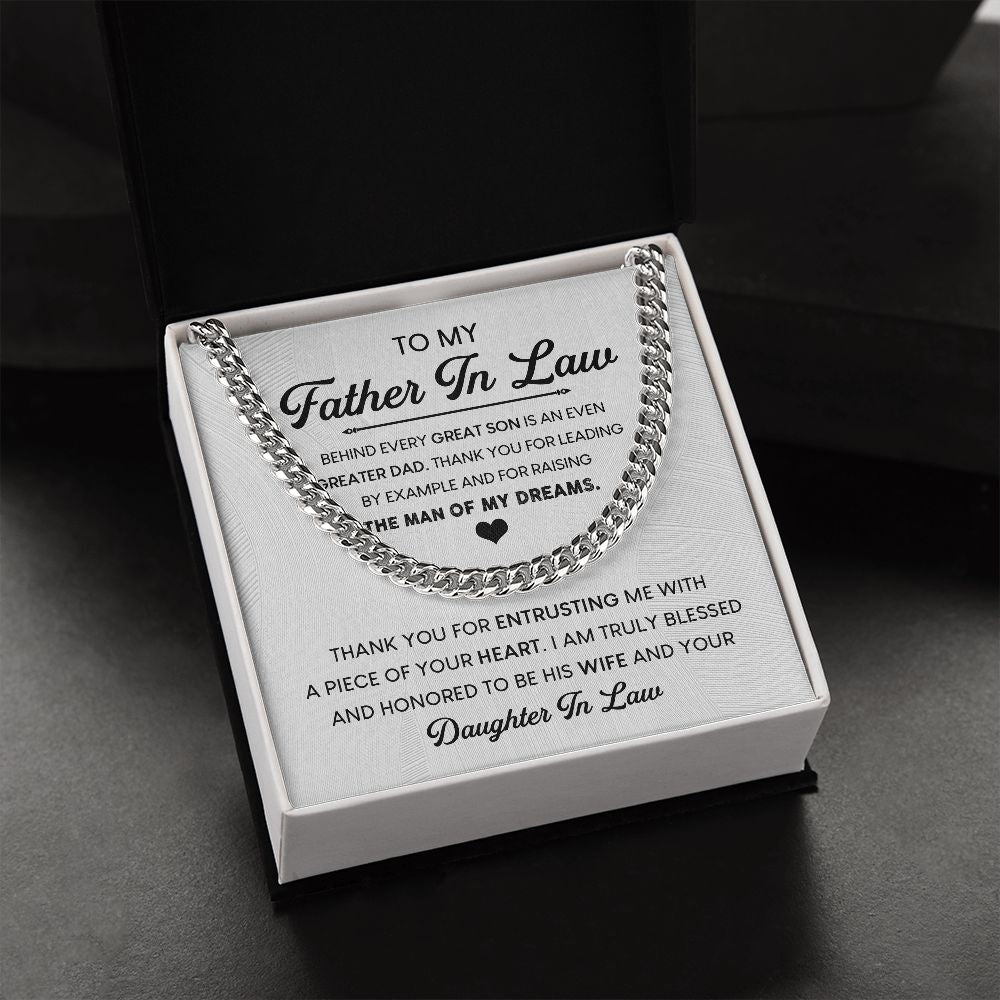 Father-In-Law, Thank You for Raising the Man of My Dreams: Cuban Chain Necklace: A Special Gift from Daughter-in-Law