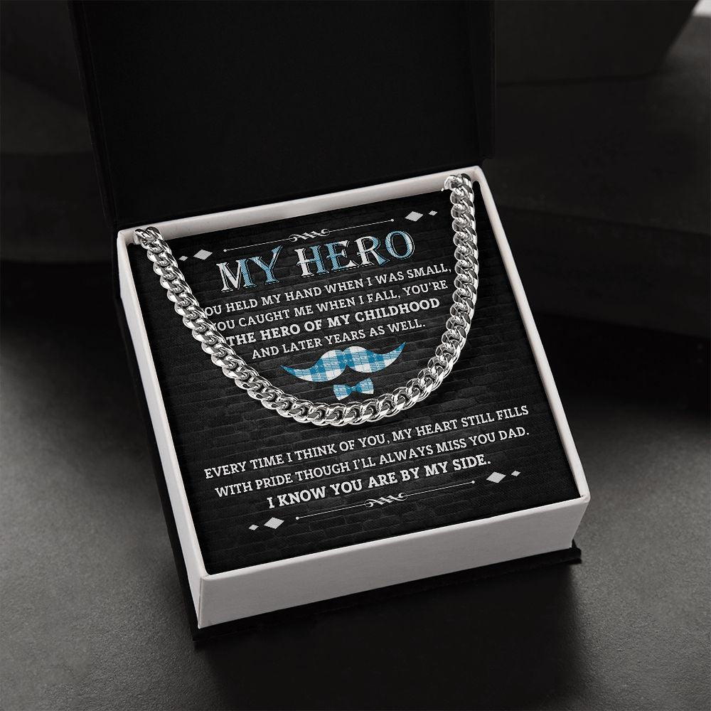 Forever My Hero: Cuban Necklace - A Father's Day Gift with a Heartfelt Message Card