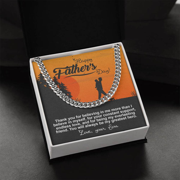 Dad-My Greatest Hero Exquisite Cuban Link Chain | Ideal Father's Day Gift