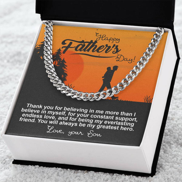 Dad-My Greatest Hero Exquisite Cuban Link Chain | Ideal Father's Day Gift