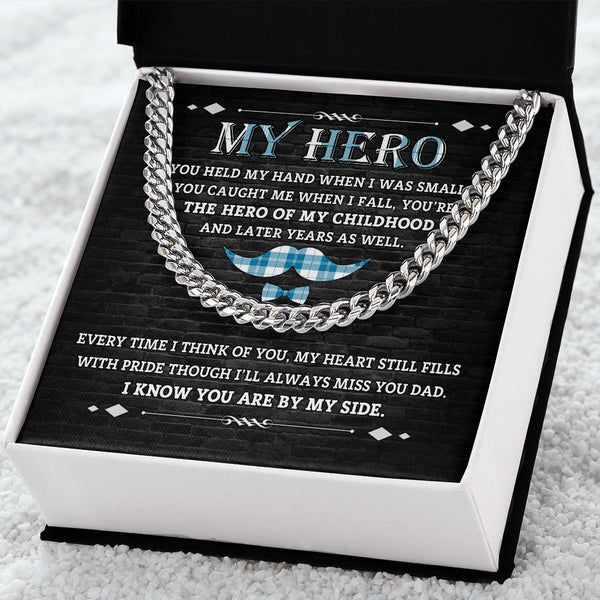 Forever My Hero: Cuban Necklace - A Father's Day Gift with a Heartfelt Message Card