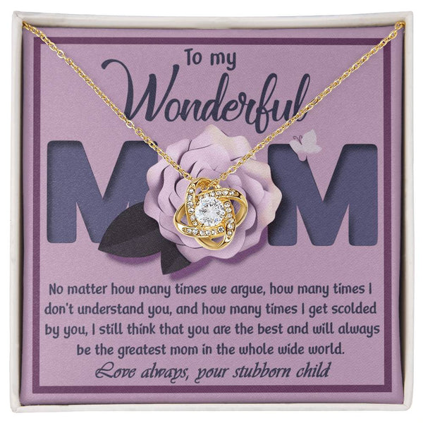 Mom-The Greatest Mom Love Knot Necklace