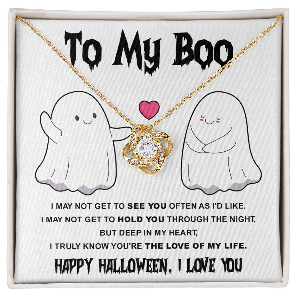To My Boo-Love Of Life - Halloween Love Knot Necklace | Spooky Romance Accessory