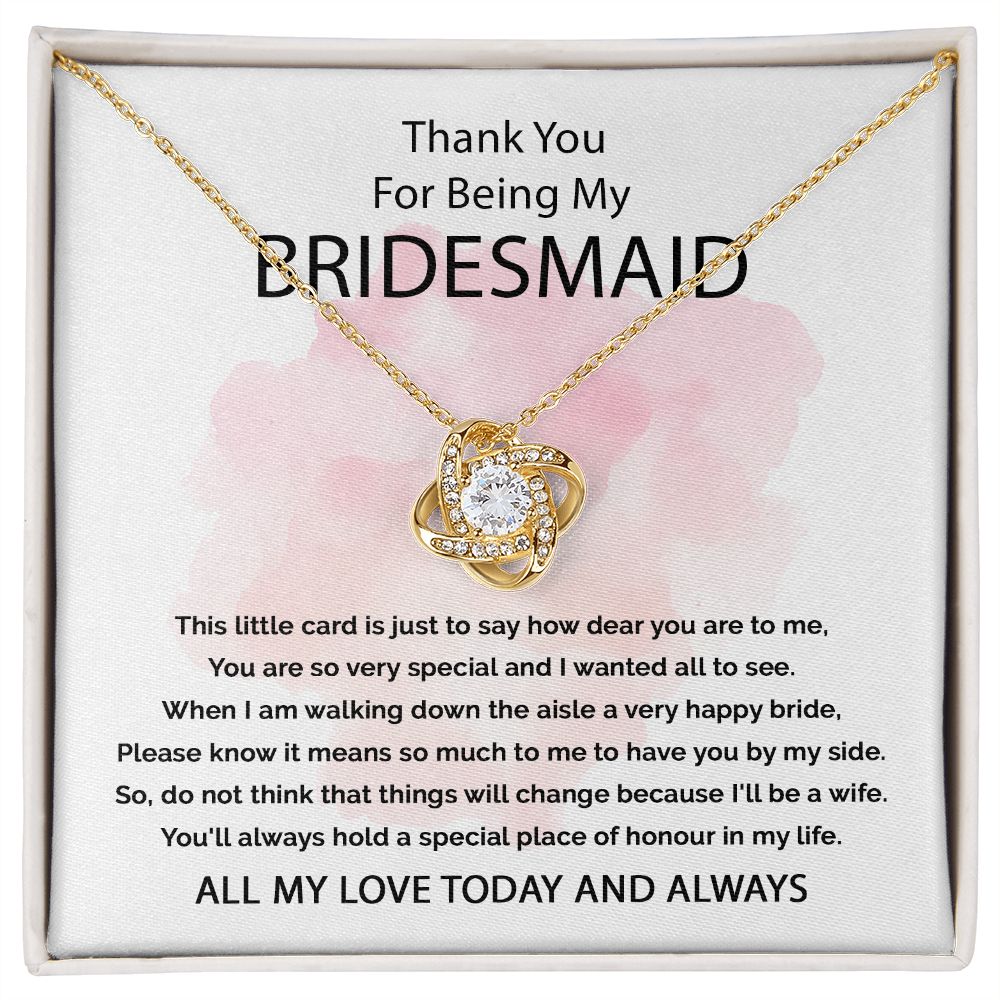 Love Knot Necklace: To my Bridesmaid - A Token of Eternal Friendship