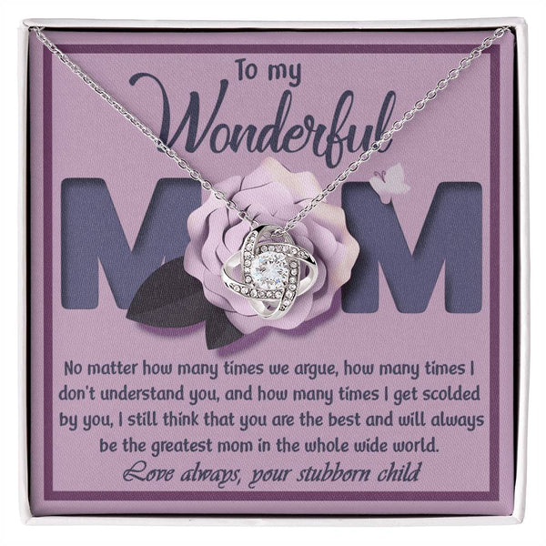Mom-The Greatest Mom Love Knot Necklace