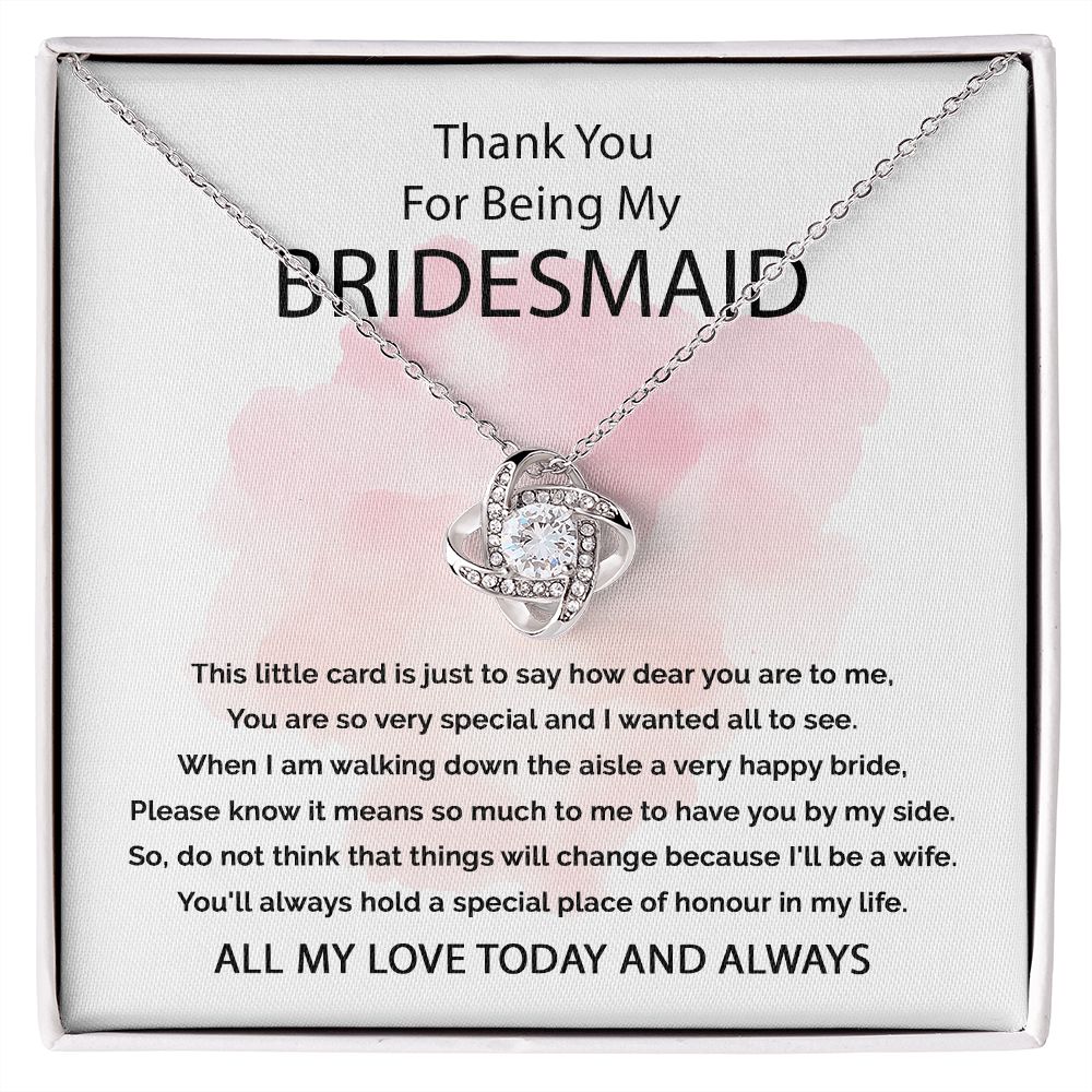 Love Knot Necklace: To my Bridesmaid - A Token of Eternal Friendship