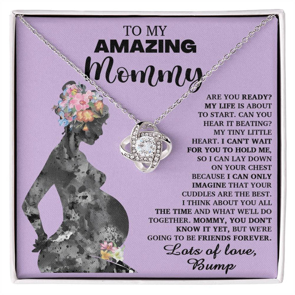 Mom To Be-Tiny Little Heart Love Knot Necklace