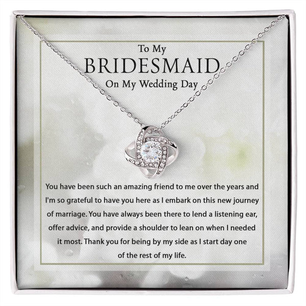 Bridesmaid On My Wedding Day - Love Knot Necklace - Group of bridesmaids wearing the necklace.