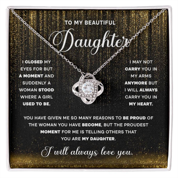 Unbreakable Bond: Give Your Daughter the Gift of Eternal Love with the Love Knot Necklace