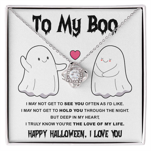 To My Boo-Love Of Life - Halloween Love Knot Necklace | Spooky Romance Accessory