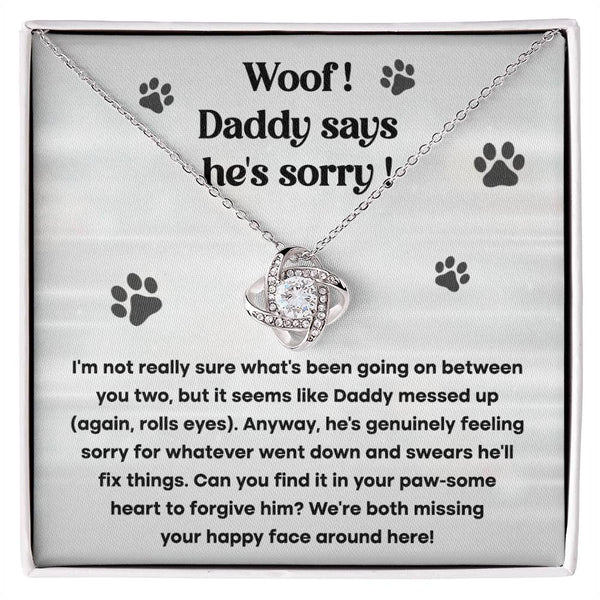 Dog-He_s Sorry Love Knot Necklace