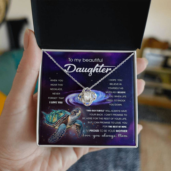 Express Eternal Love with our To My Beautiful Daughter Love Knot Necklace