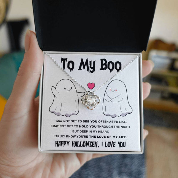 To My Boo-Love Of Life - Halloween Love Knot Necklace | Spooky Romance Accessory