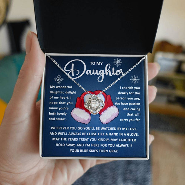 Daughter-Hand In Glove Love Knot Necklace