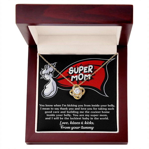 Mama-To-Be-My Super Mom Love Knot Necklace