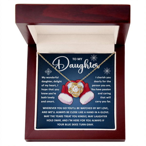 Daughter-Hand In Glove Love Knot Necklace