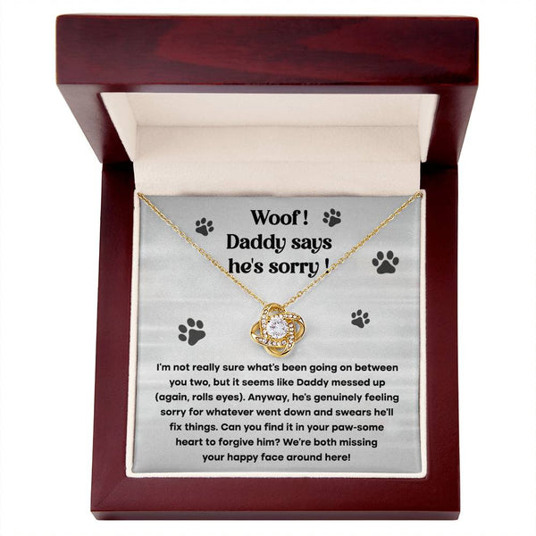 Dog-He_s Sorry Love Knot Necklace