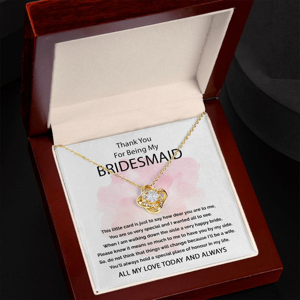 Love Knot Necklace: To my Bridesmaid - A Token of Eternal Friendship