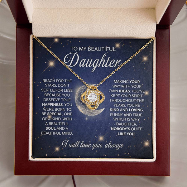 Love Knot Necklace to Beautiful Daughter - Reach for the Stars | Meaningful Gift for Her