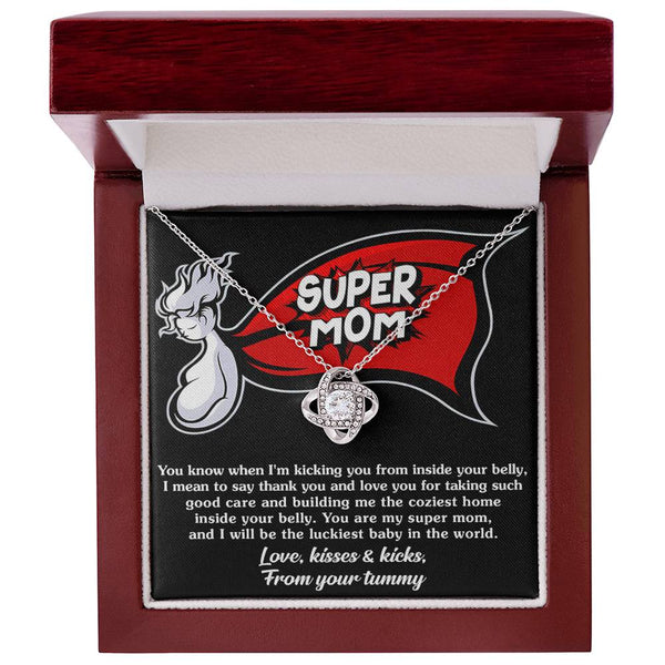 Mama-To-Be-My Super Mom Love Knot Necklace