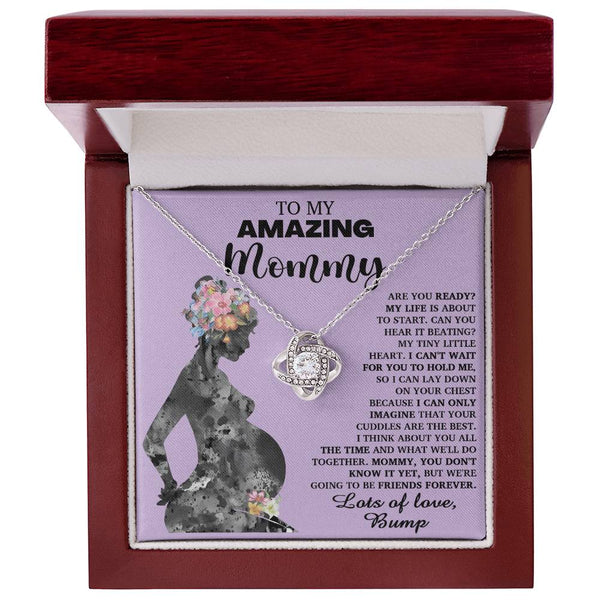 Mom To Be-Tiny Little Heart Love Knot Necklace