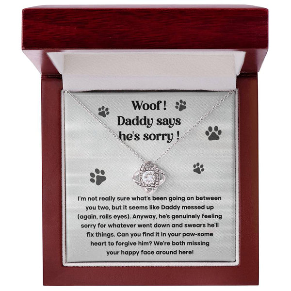 Dog-He_s Sorry Love Knot Necklace