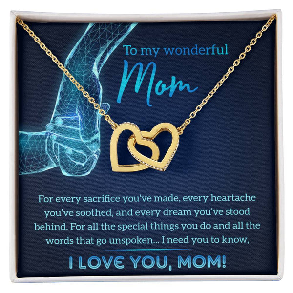 Mom-Stood Behind Interlocking Heart Necklace