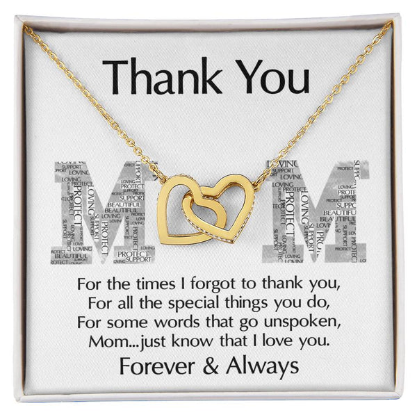 Mom-Thank You Interlocking Heart Necklace