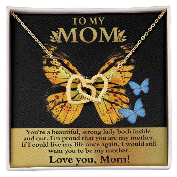 Mom-Strong Lady Interlocking Heart Necklace